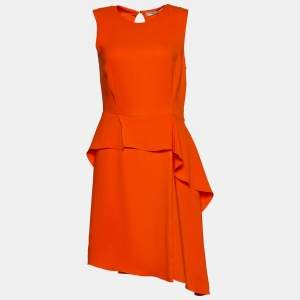 Dior Orange Silk Peplum Midi Dress M