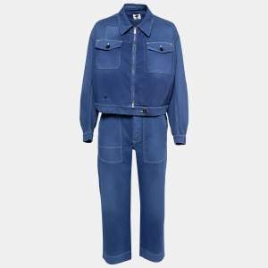 Christian Dior Blue Cotton Jacket & Pants Set M