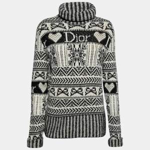 Christian Dior Boutique Vintage Black Patterned Wool Sweater M
