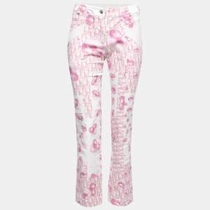 Christian Dior Boutique Vintage Pink Floral Monogram Printed Denim Jeans M Waist 27"