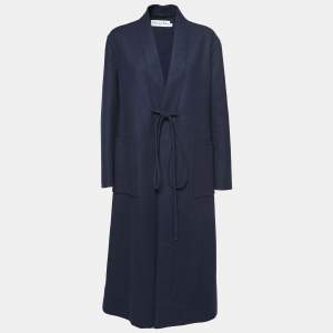 Dior Navy Blue Wool & Rabbit Hair Tie Front Coat M
