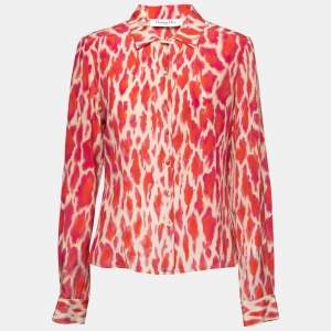 Christian Dior Pink Animal Print Silk Shirt L