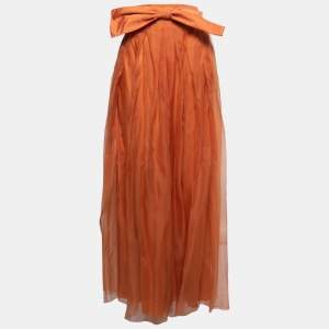 Christian Dior Orange Organza Belted Wide Leg Pants L