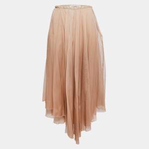 Christian Dior Blush Pink Mesh Asymmetrical Midi Skirt M