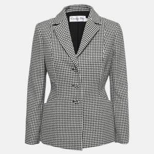 Christian Dior Black/White Houndstooth Patterned Wool 30 Montaigne Bar Jacket M