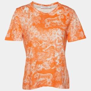 Dior Orange Dioriviera Printed Cotton Crewneck T-Shirt S
