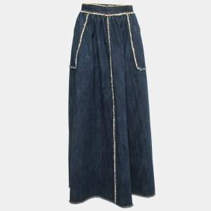 Christian Dior Blue Denim Maxi Skirt XL