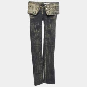 Dior Vintage Navy Blue/Gold Wax Coated Denim Jeans S Waist 26"