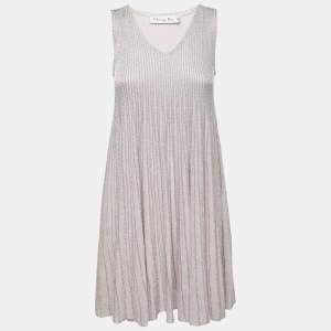 Dior Metallic Light Pink Lurex Knit Sleeveless A-Line Dress M