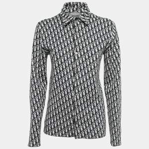 Dior Navy Blue Oblique Cotton Jacquard Button Front Full Sleeve Shirt XXS