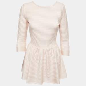 Christian Dior Light Pink Rib Knit Peplum Top S