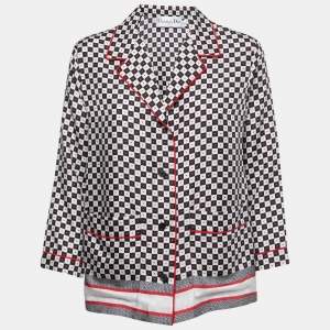 Christian Dior Black/White Checked Printed Silk Shirt L