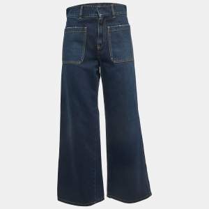 Christian Dior Blue Denim High Waist Wide Leg Jeans S Waist 28"