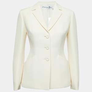Dior Cream Wool Blend Single Breasted Blazer S