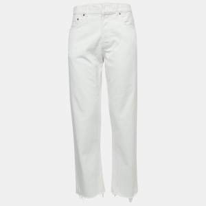 Christian Dior White Denim Straight Fit Cropped Jeans M Waist 34"