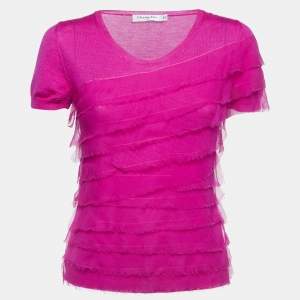 Christian Dior Pink Magenta Wool Blend & Silk Top M