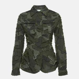 Christian Dior Military Green Camouflage Synthetic Zip Front Jacket S