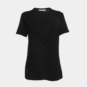  Dior Black Logo Embellished Cotton Blend Half Sleeve T-Shirt M