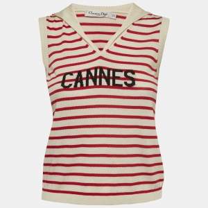 Dior White/Red Cannes Knit Top S