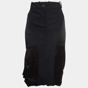 Dior Black Silk Draped Midi Skirt S