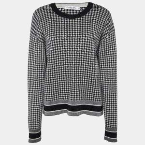 Christian Dior Black/White Checked Cashmere Sweater M