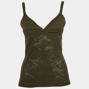 Christian Dior Boutique Military Green Wool Blend Knit Tank Top M