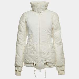 Christian Dior Boutique White Nylon and Detachable Fur Puffer Jacket M