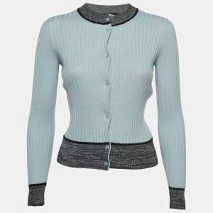 Christian Dior Light Blue Cashmere & Silk Knit Buttoned Sweater S