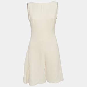 Christian Dior Cream Silk Paneled Sleeveless Playsuit M