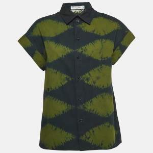 Dior Green Tie Die Print Cotton Short Sleeve Shirt M