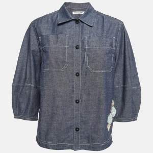 Christian Dior Blue Cotton Applique Shirt L   