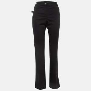 Christian Dior Boutique Black Studded Belt Gabardine Trousers L