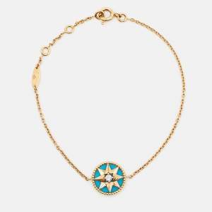 Dior  Rose des Vents Turquoise Diamond 18k Yellow Gold Station Bracelet
