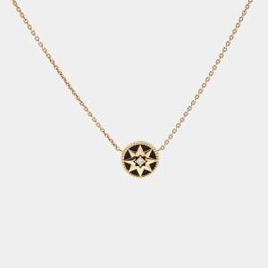 Dior Rose Des Vents Onyx Diamond 18k Rose Gold Necklace