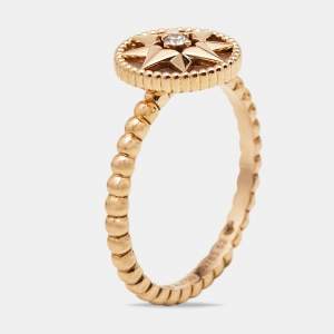 Dior Rose Des Vents Pink Opal Diamond 18k Rose Gold Ring Size 52