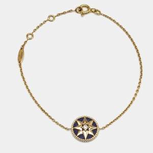 Dior Rose Des Vents Lapis Lazuli Diamond 18k Yellow Gold Bracelet