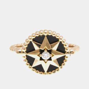 Pre Owned Christian Dior Rose Des Vents Pink Gold 18K Onyx Band Ring