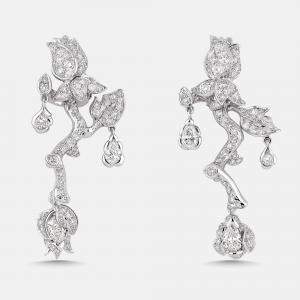 Pre Owned أقراط ديور روز باغاتيل ماس ذهب أبيض عيار 18 قيراطًا