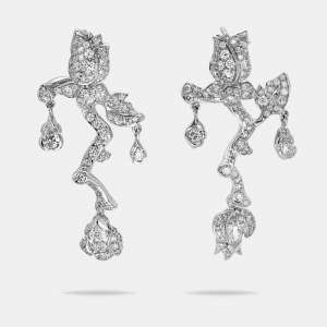 Pre Owned أقراط ديور روز باغاتيل ماس ذهب أبيض عيار 18 قيراطًا