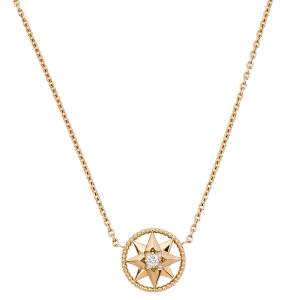 Dior Rose Des Vents Diamond Mother of Pearl 18K Yellow Gold Pendant Necklace
