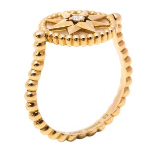 Dior Rose Des Vents 18K Yellow Gold Diamond & Mother of Pearl Ring Size 53