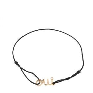 Dior Oui Diamond 18K Yellow Gold Black Cord Bracelet