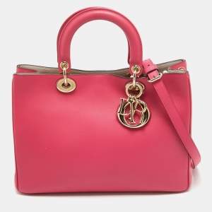 Dior Pink Leather Medium Diorissimo Shopper Tote