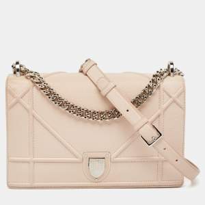 Dior Light Peach Leather Medium Diorama Flap Shoulder Bag