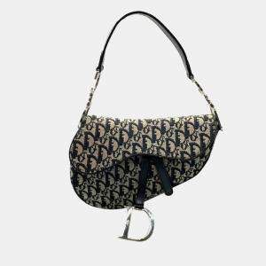 Dior Black Canvas Oblique Saddle Shoulder Bag