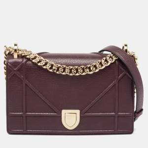 Dior Burgundy Leather Small Diorama Shoulder Bag