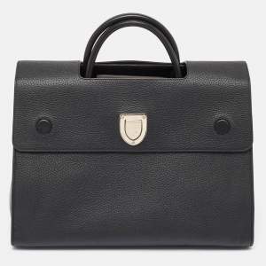 Pre Owned Dior Black Leather Large Diorever Top Handle Bag
