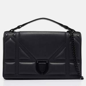 Dior Black Ultra Matte Leather Diorama Wallet on Chain