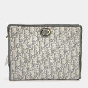 Dior Grey Canvas Montaigne 30 Pouch