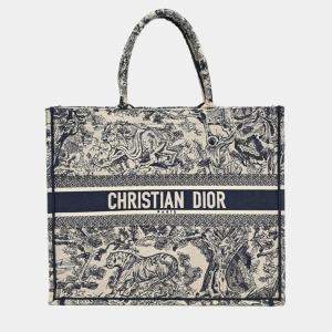 Christian Dior Blue Canvas Book Tote Bag